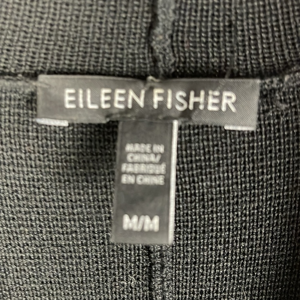 Eileen Fisher black Silk Cotton blend Open front Cardigan Sweater - Picture 8 of 10
